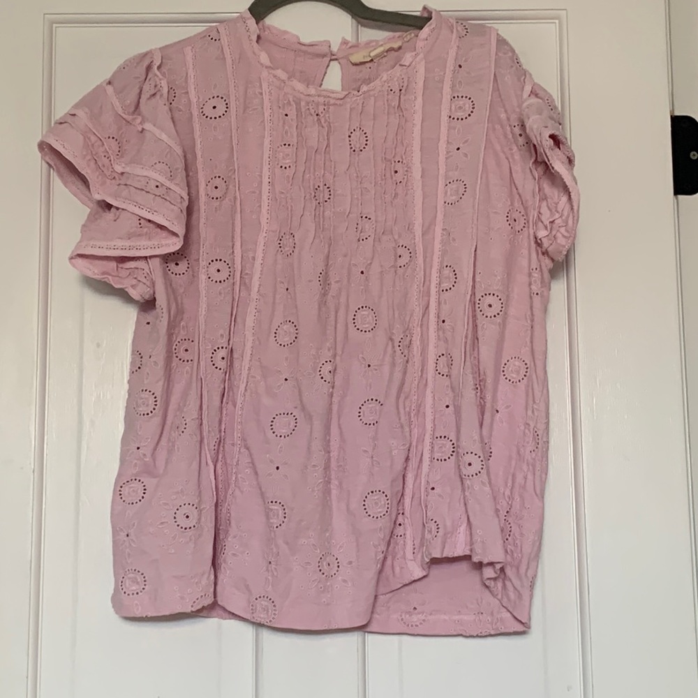 Anthropologie Ruffled Lace Top